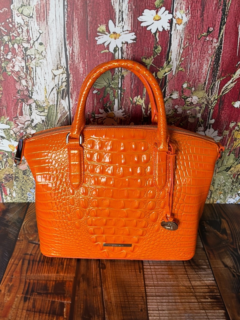 HARD TO FIND IN BRAHMIN DUXBURY MANGO ORANGE NWT FIRM $ - Picture 6 of 16